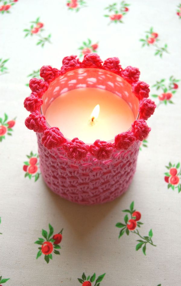 rose hip : bobbled candle holder cover pattern